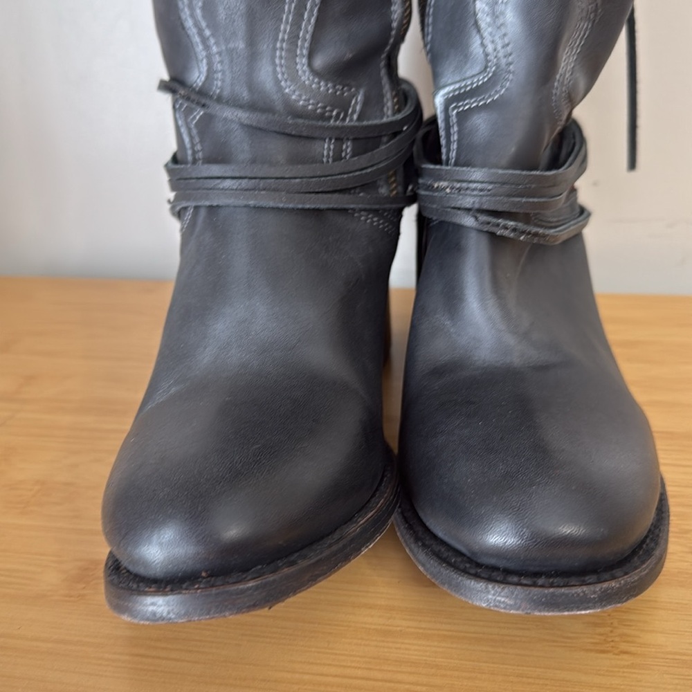Freebird Charcoal Lace-Up Heeled Boots - Picture 4 of 9